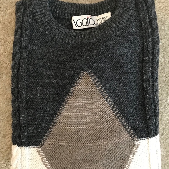 Aggio - Wool Blend Geometric Sweater, Size Large - Picture 4 of 4